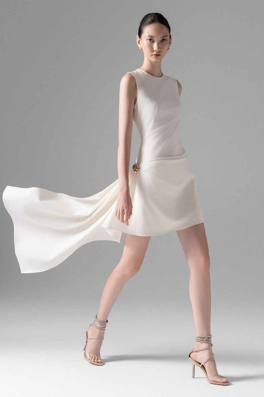 Lucy A-line Extended Flap Twill Mini Dress
