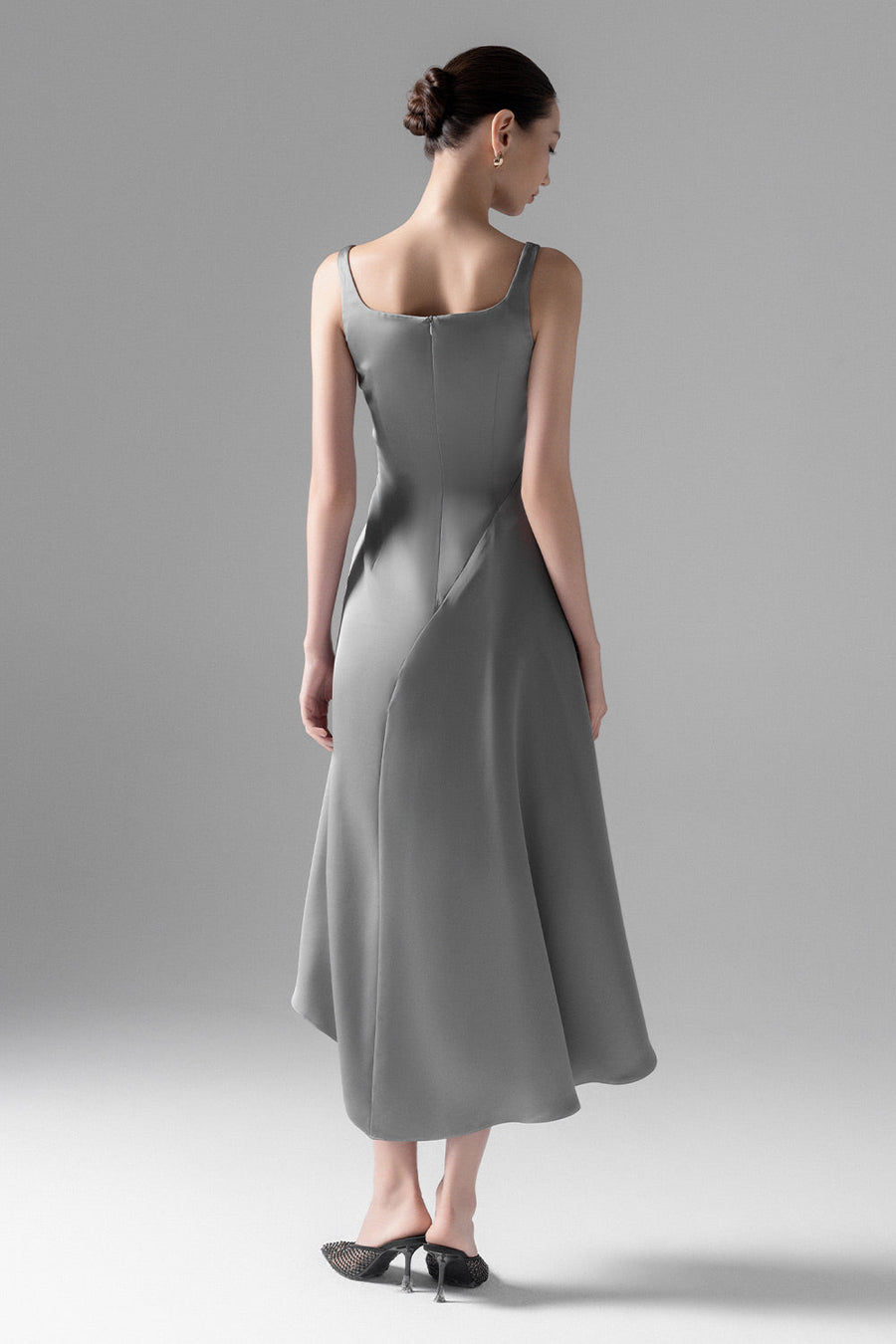 Bella A-line Strappy Silk Midi Dress 3