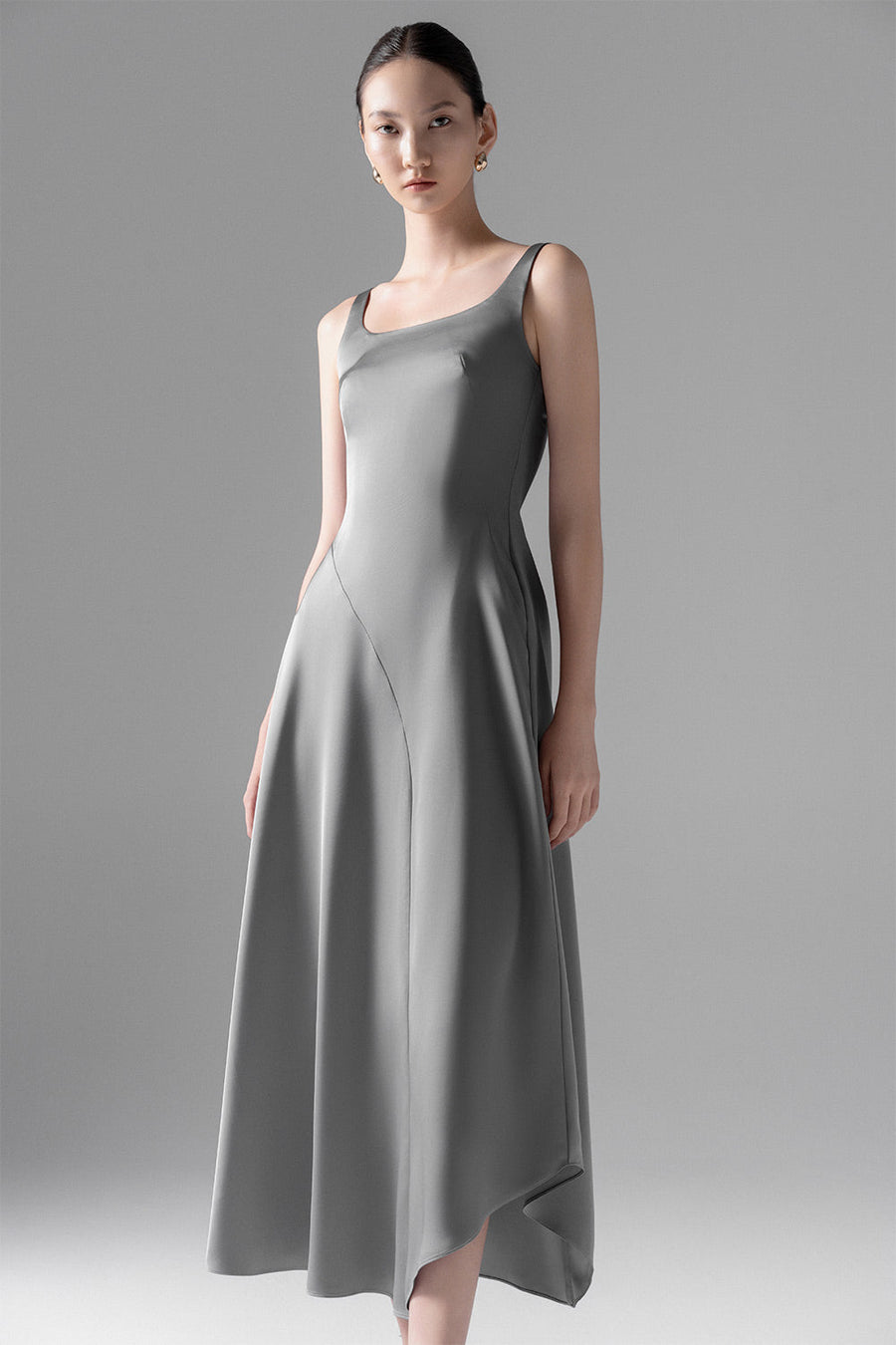 Bella A-line Strappy Silk Midi Dress 2