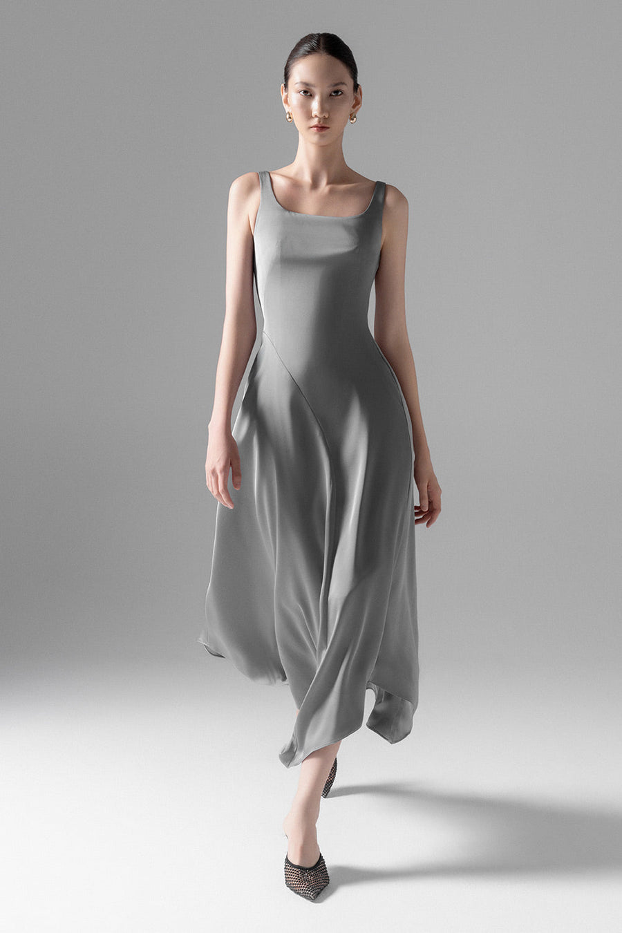 Bella A-line Strappy Silk Midi Dress 4