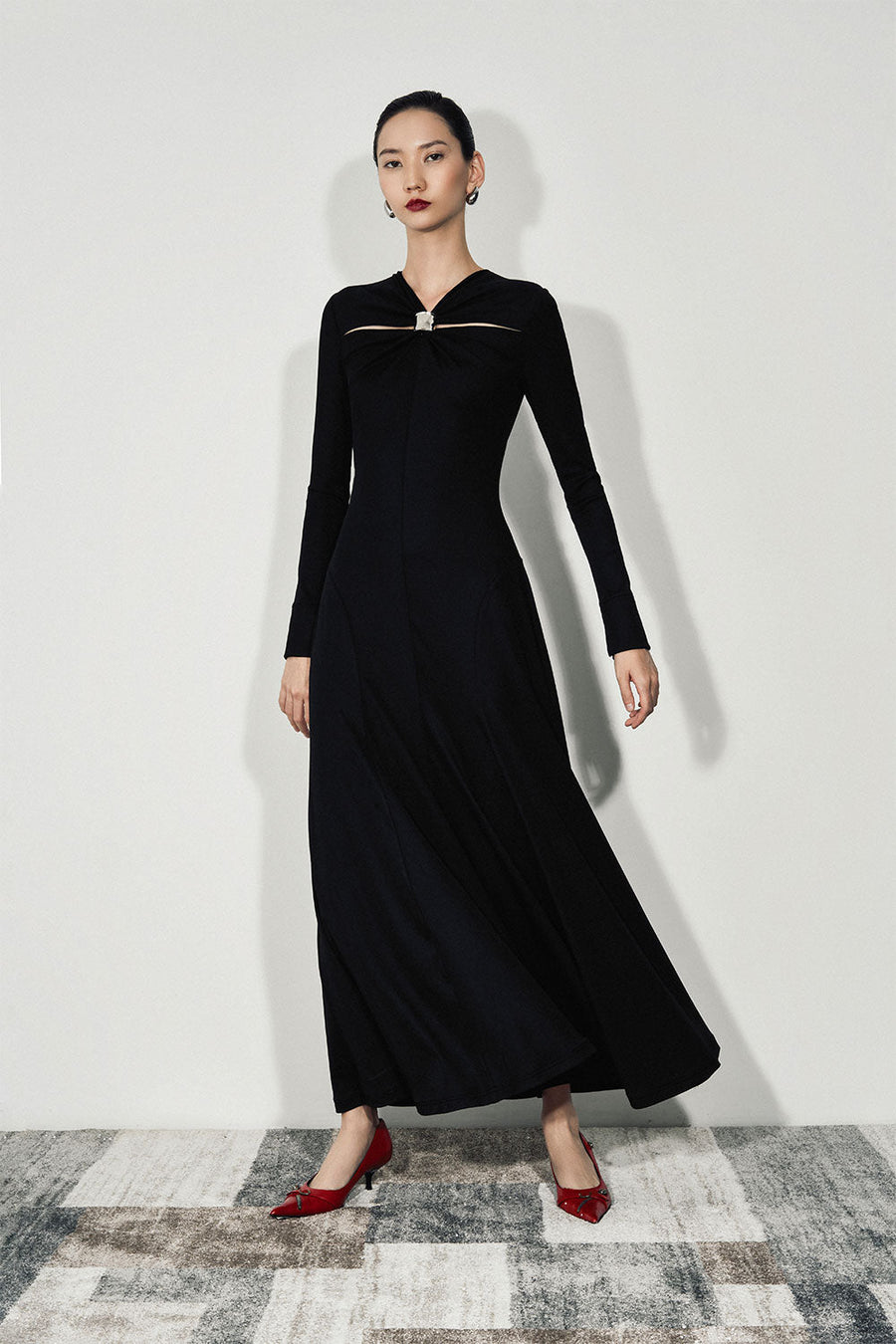 Esme A-line Draped Jersey Ankle Length Dress 10
