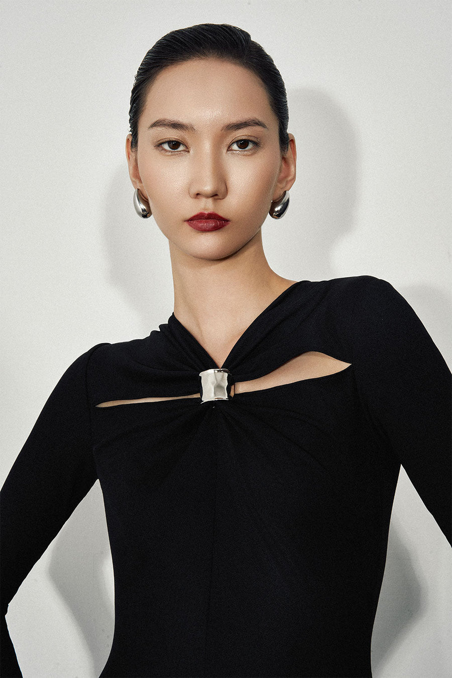 Esme A-line Draped Jersey Ankle Length Dress 9