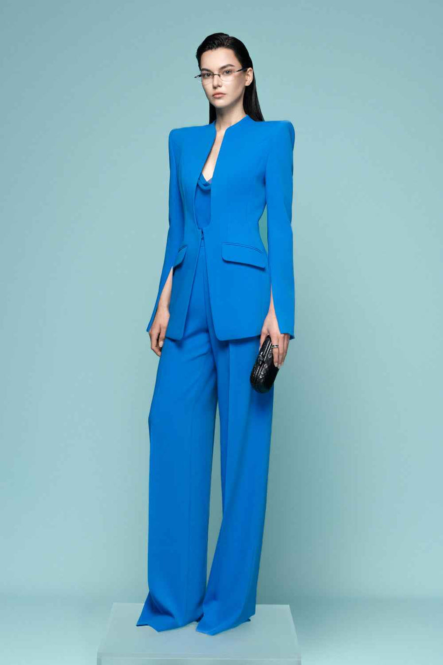 Kenya Straight Wide Leg Crepe Floor Length Pants