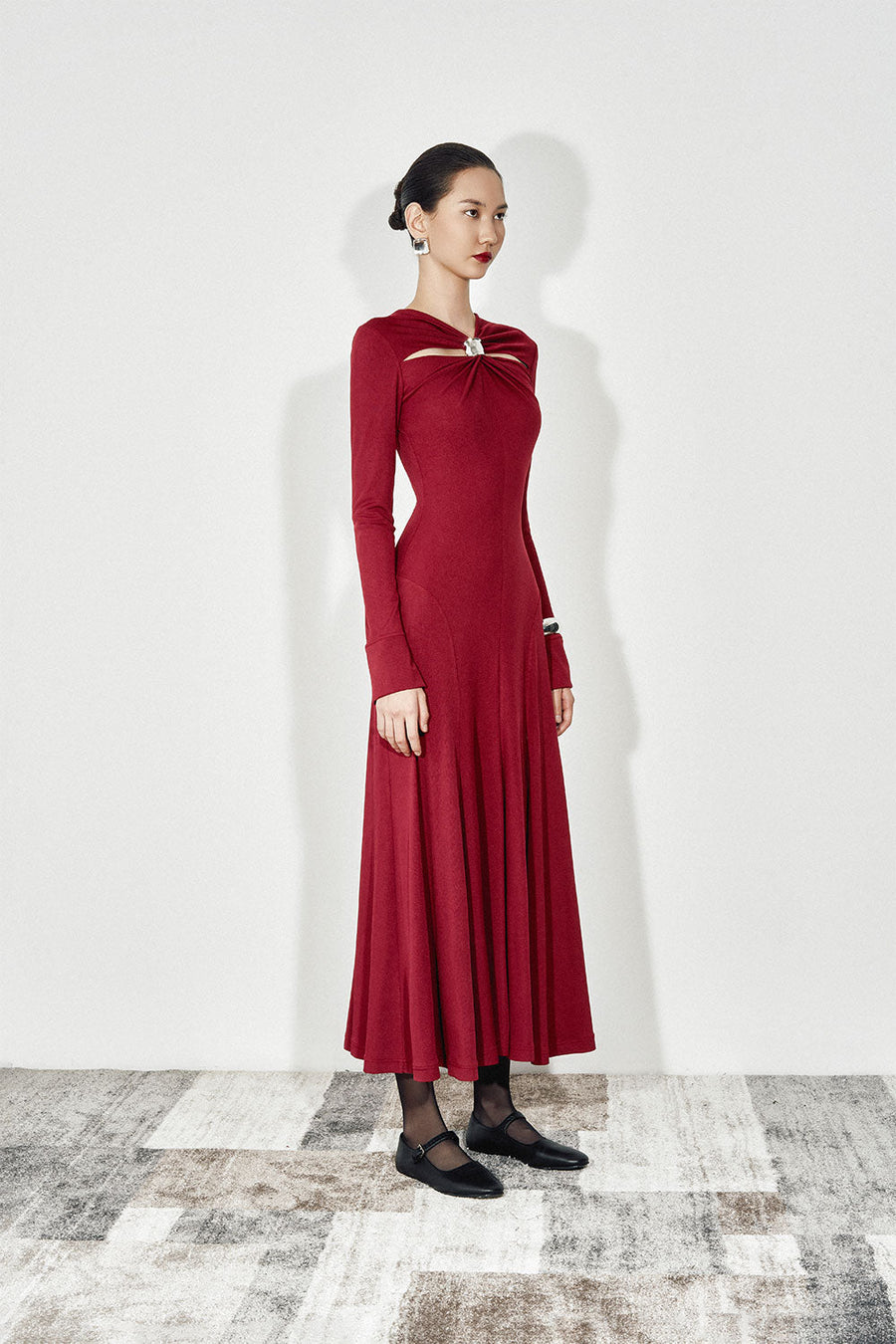Esme A-line Draped Jersey Ankle Length Dress 6