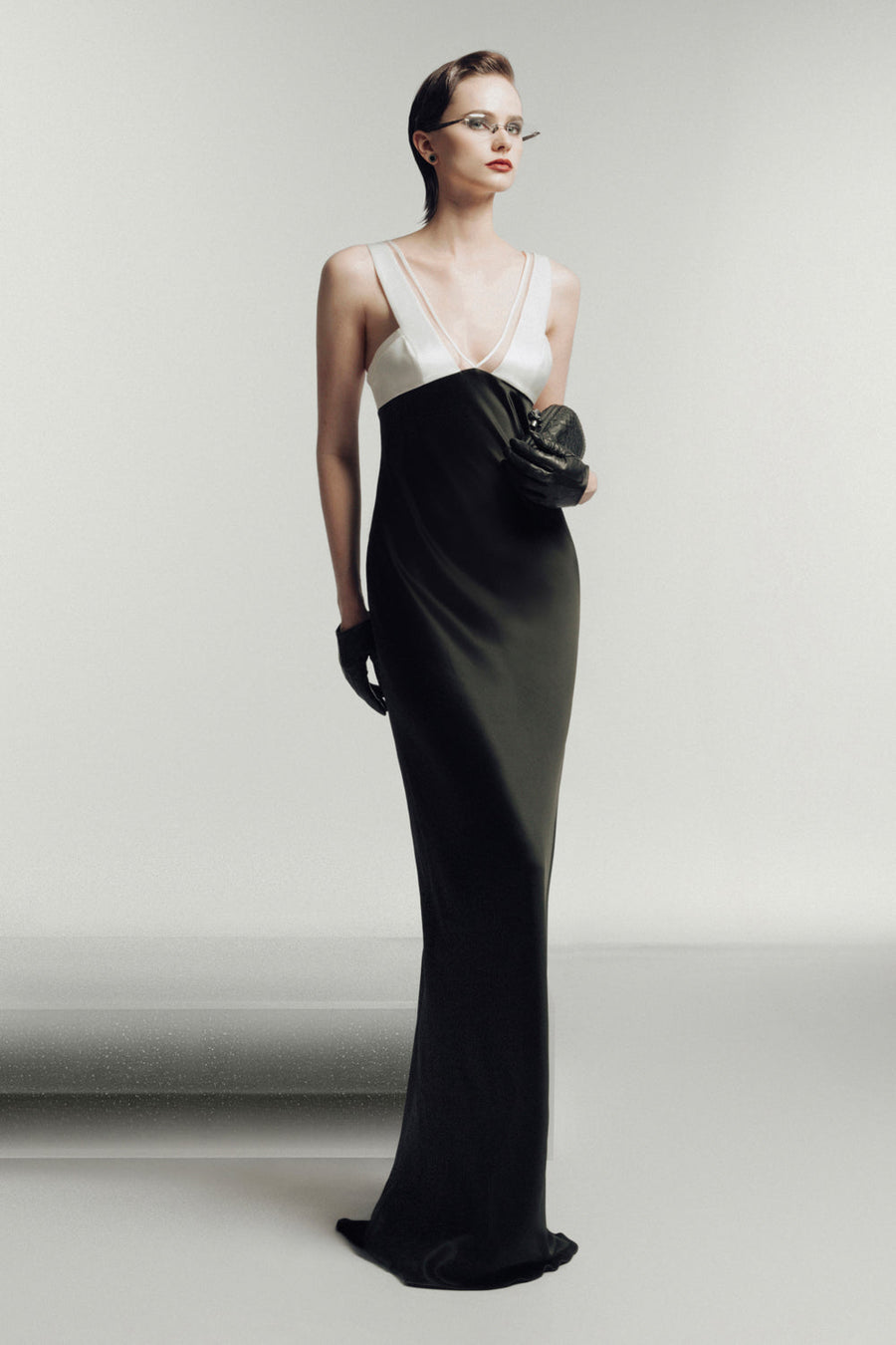 Massena Sheath V-Neck Sateen Maxi Dress 8