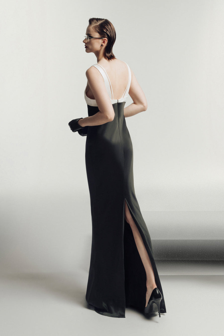 Massena Sheath V-Neck Sateen Maxi Dress 9