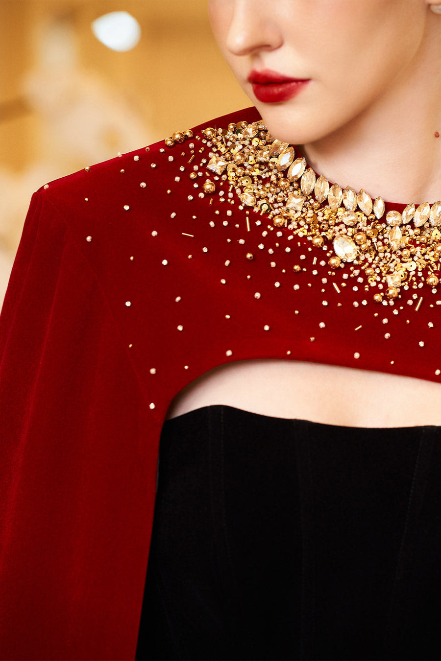 Kallie Sheath Cape Sleeved Velvet Floor Length Dress Gown Dress I.H.F Atelier