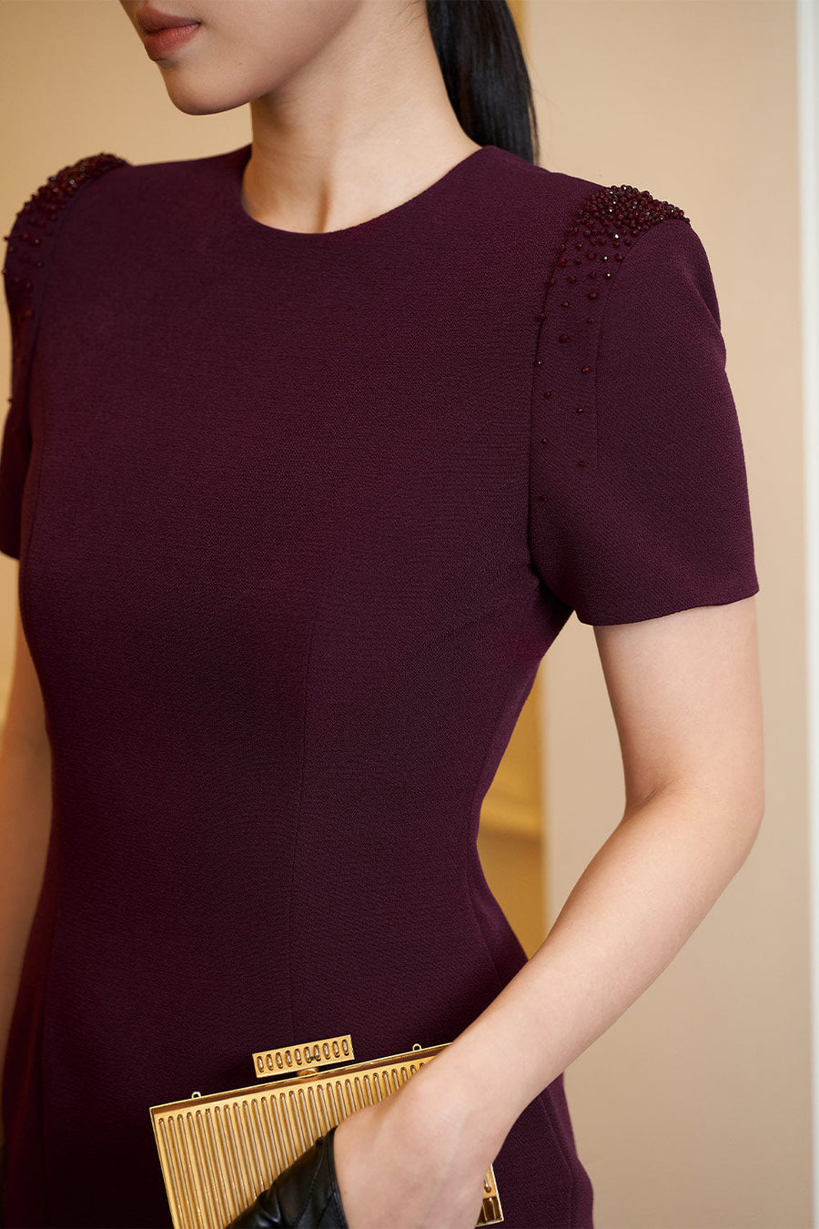 Fernanda Bodycon Bead Scuba Calf Length Dress 11