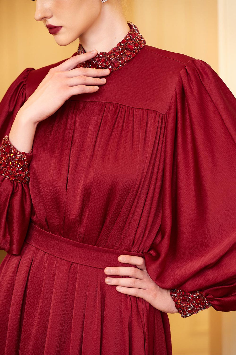 Christina Flared Batwing Sleeved Silk Floor Length Dress Gown Dress I.H.F Atelier