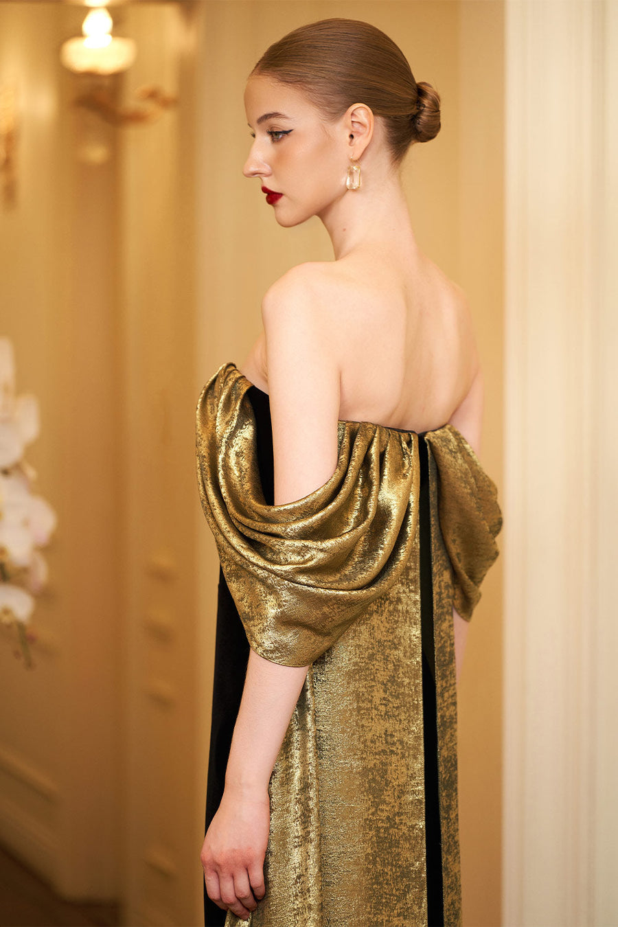 Haisley Sheath Off-Shoulder Silk Crepe Floor Length Dress Gown Dress I.H.F Atelier