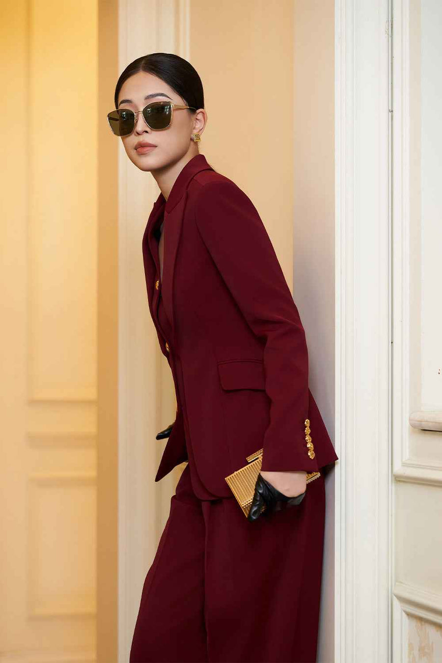 Hanna Hourglass Layered Gabardine Blazer