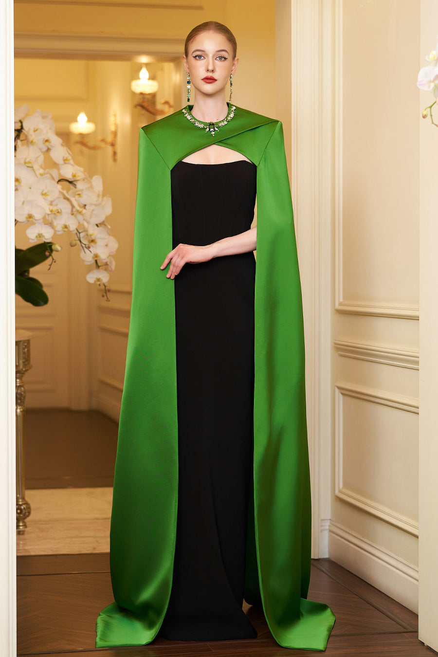 Elina Cape Corset Silk Floor Length Dress Gown Dress I.H.F Atelier