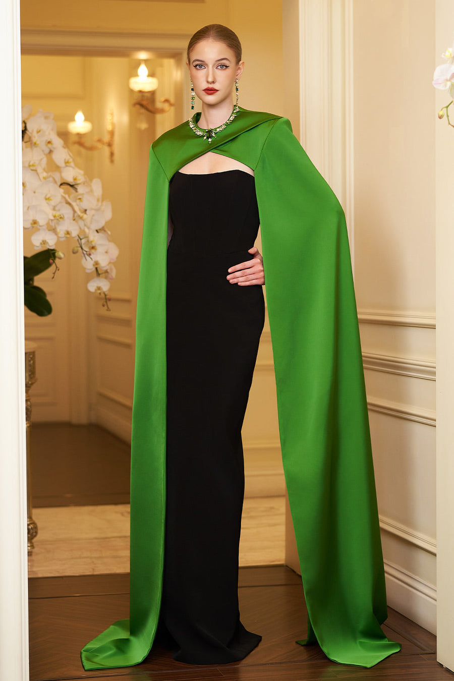 Elina Cape Corset Silk Floor Length Dress Gown Dress I.H.F Atelier