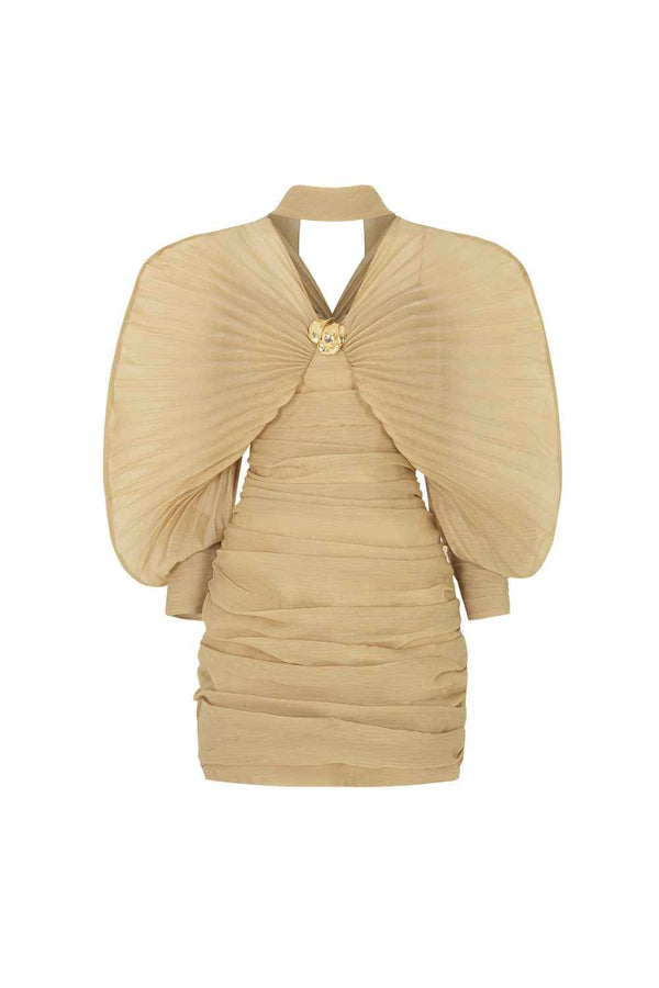 Nysa Bodycon Batwing Sleeved Muslin Mini Dress