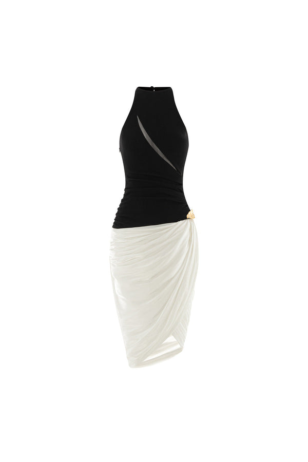Heri Bodycon Draped Silk Spandex Knee-length Dress 1