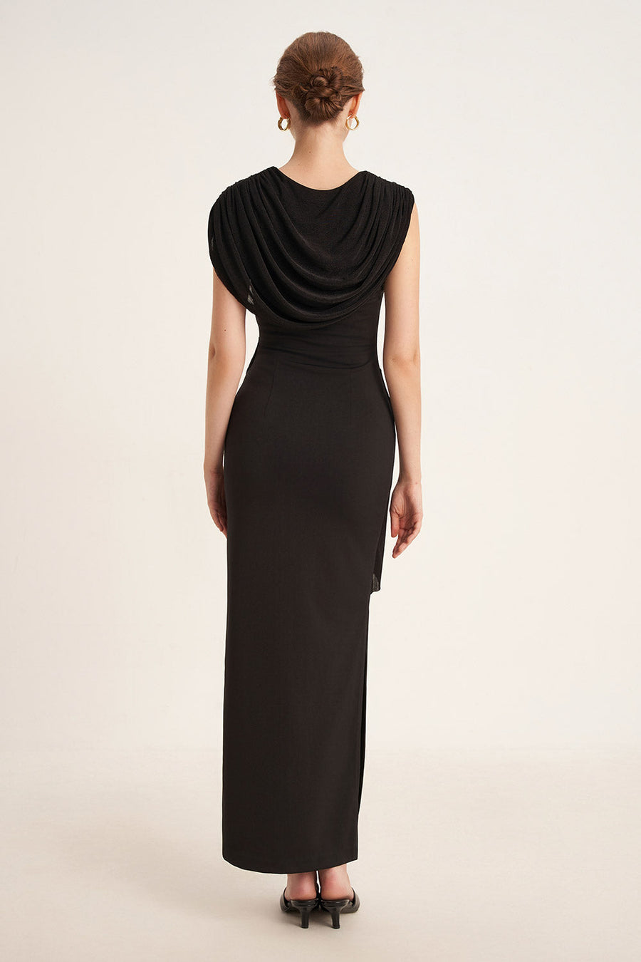 Elderberry Sheath Asymmetric Neck Cotton Spandex Ankle Length Dress 5