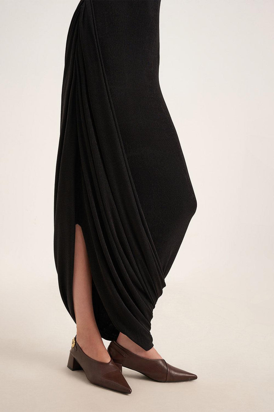 Primrose Asymmetric Boat Neck Elastic Cotton Ankle Length Dress 7