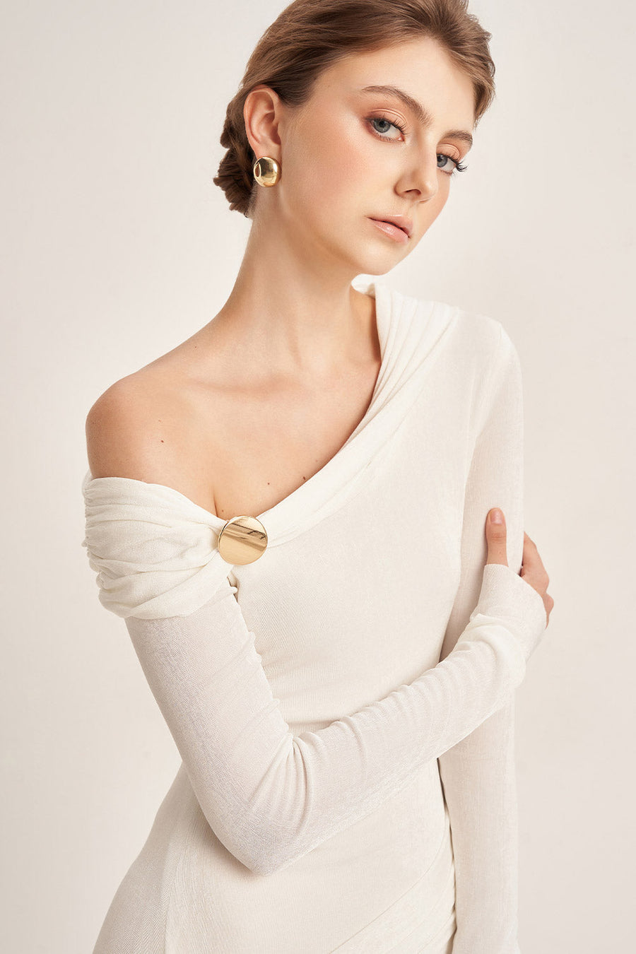 Dandelion Sheath Long Sleeved Elastic Cotton Floor Length Dress 2
