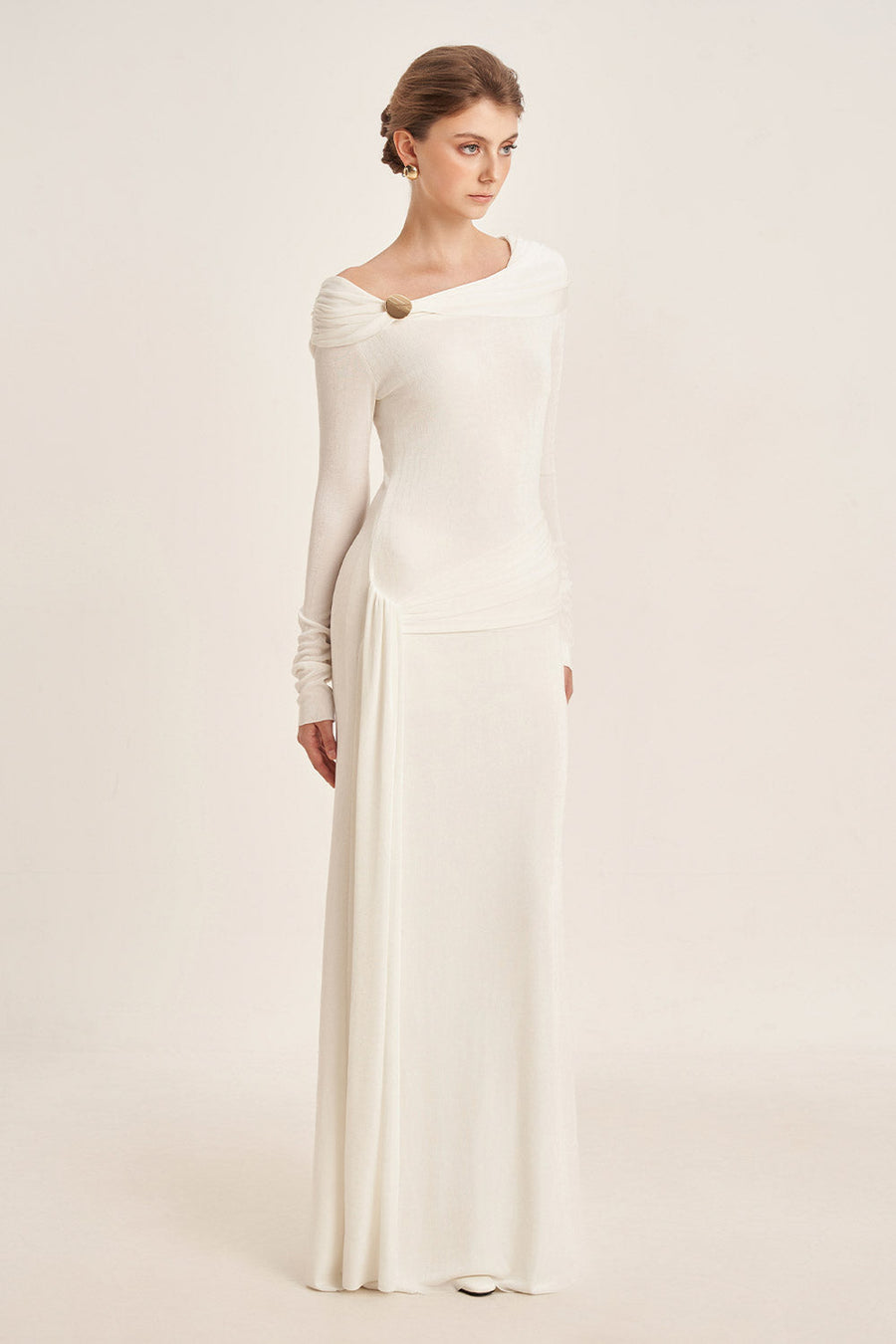 Dandelion Sheath Long Sleeved Elastic Cotton Floor Length Dress 4