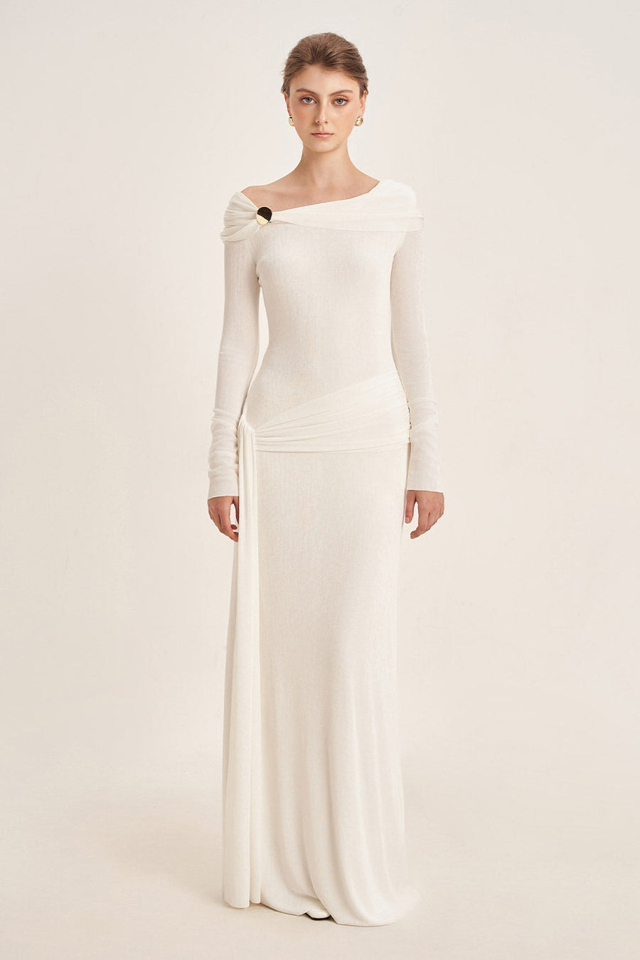 Dandelion Sheath Long Sleeved Elastic Cotton Floor Length Dress 3