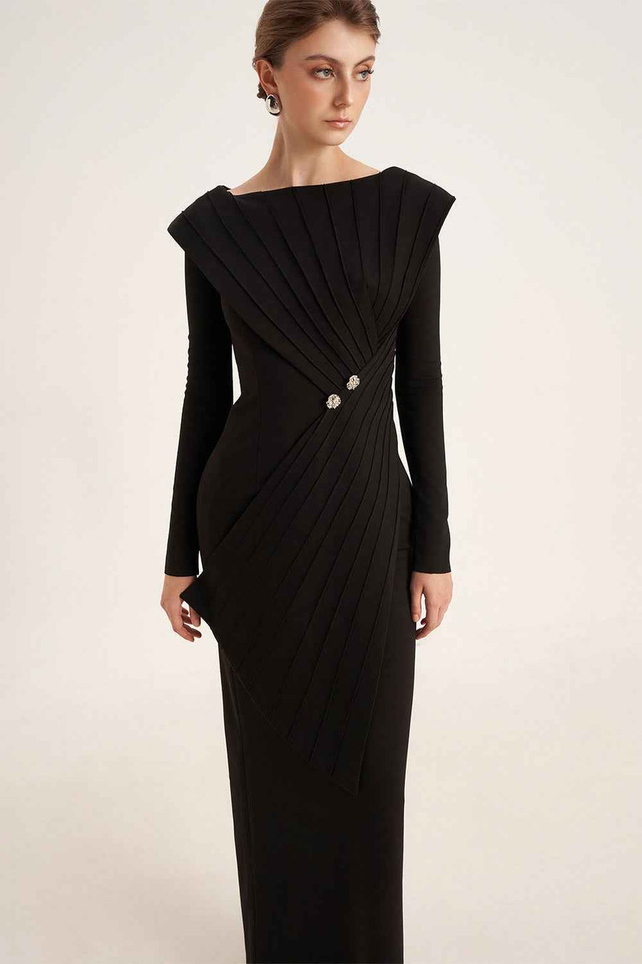 Salvia Sheath Back Slit Cotton Floor Length Dress