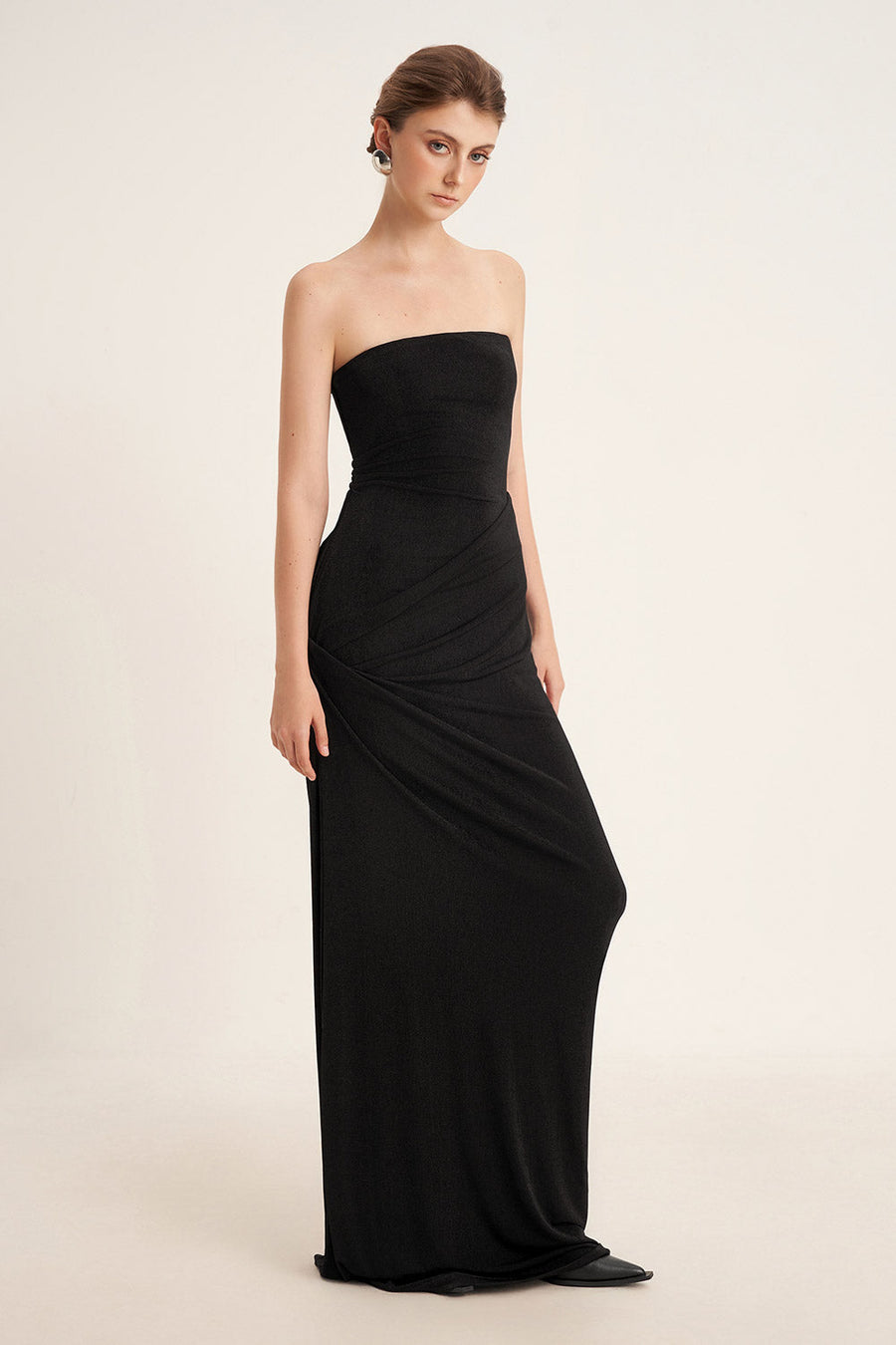 Pansy Sheath Straight Across Neck Elastic Cotton Floor Length Dress 4