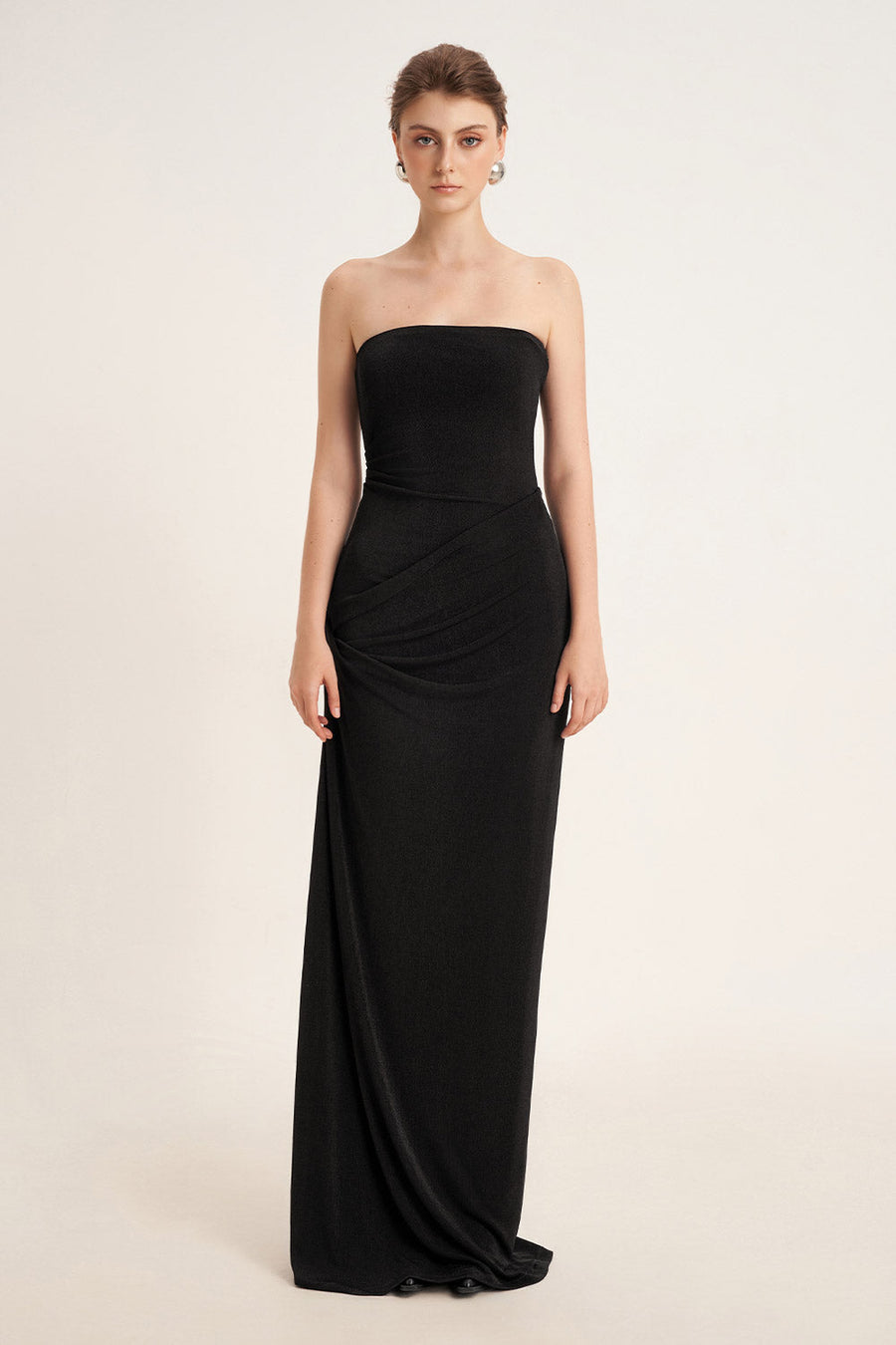 Pansy Sheath Straight Across Neck Elastic Cotton Floor Length Dress 3
