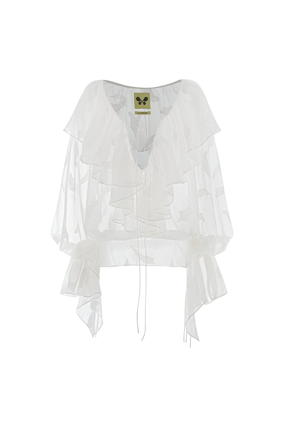 La Bohème Straight Tie Neck Chiffon Blouse 1