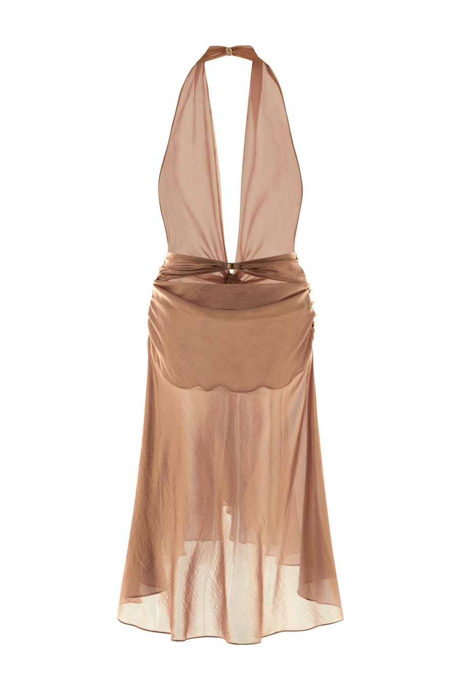 Sole Dorato Sarong Plunge Neck Silk Midi Dress 3