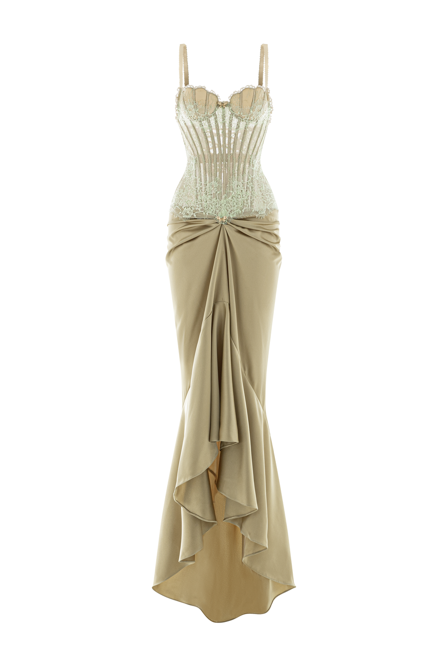Valentina Sarong Corset Silk Lace Maxi Dress 1