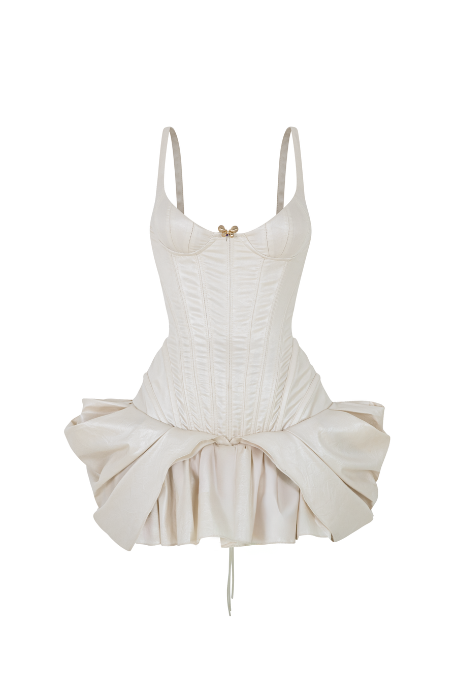 Perla Drop Waist Ruffled Leather Mini Dress 9