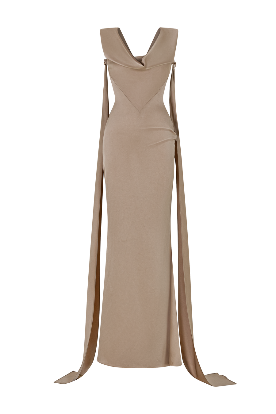La Divinità Trumpet Extended Flap Silk Maxi Dress 1