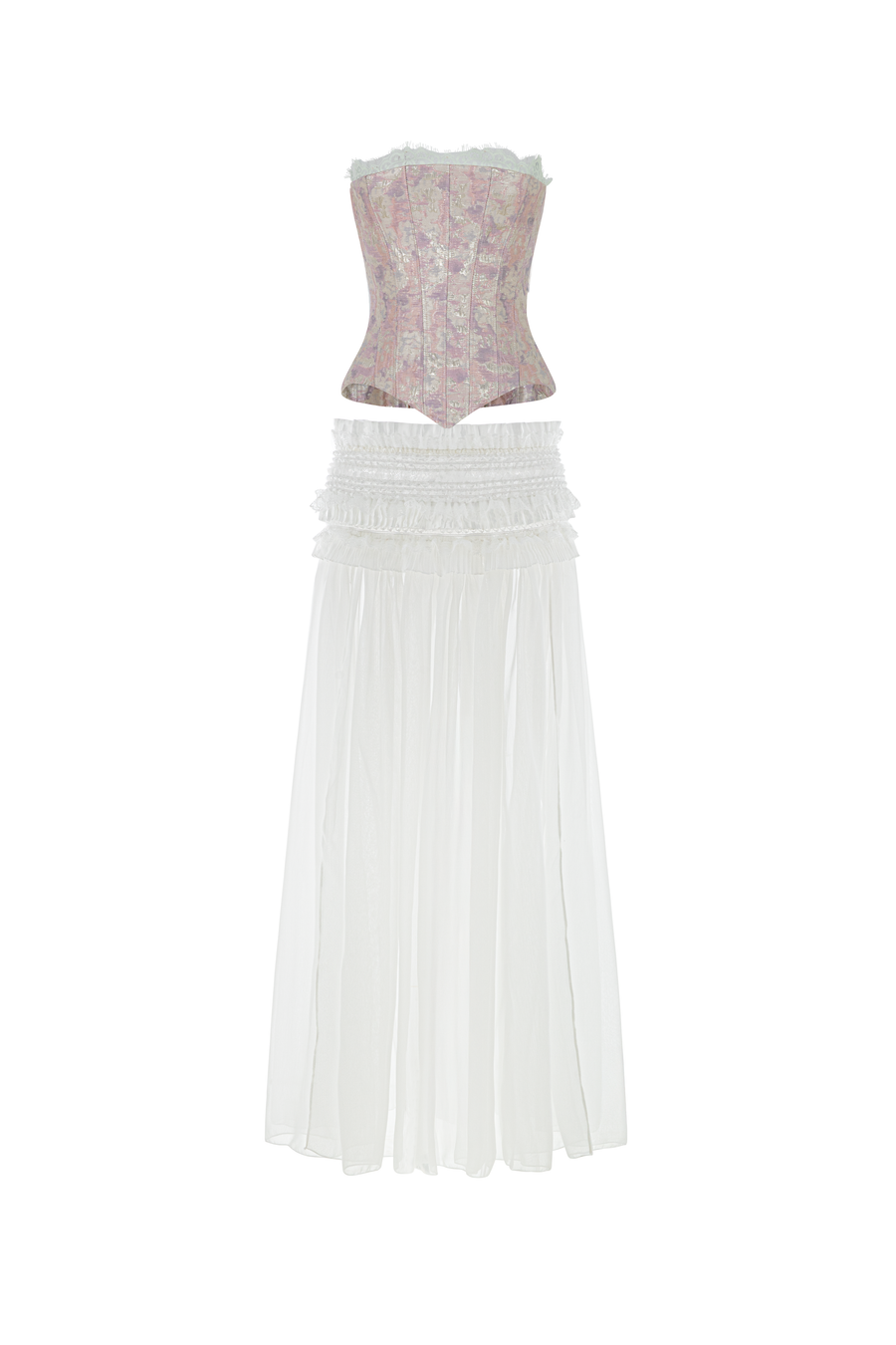 Chelo Alonso Drop Waist Corset Lace Maxi Set 1