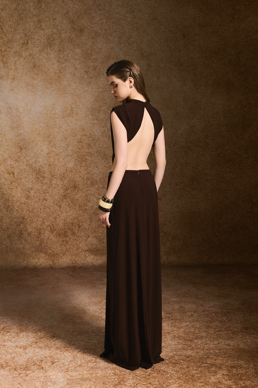 Napoli Sheath Open Back Spandex Maxi Dress 4
