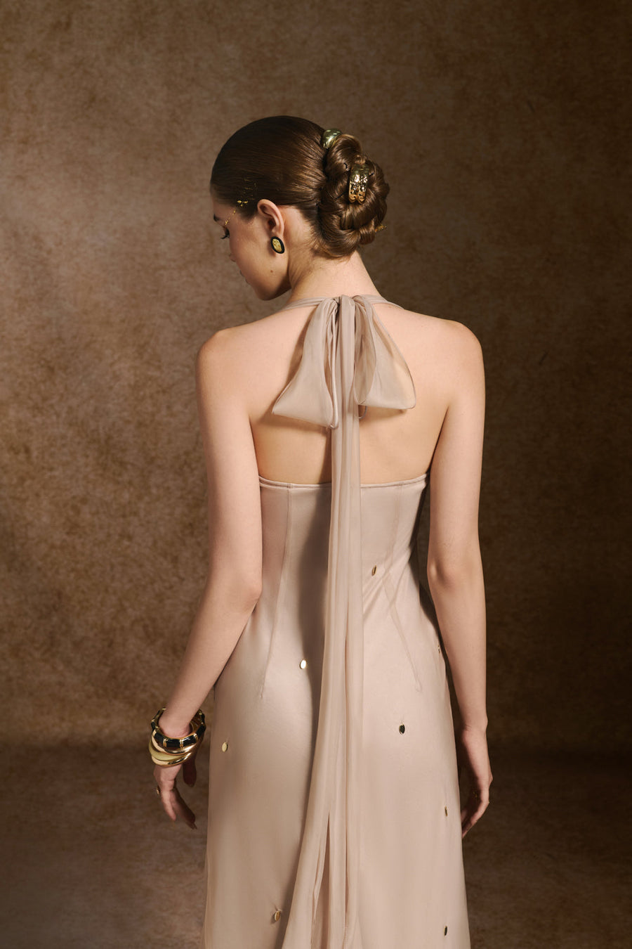 Dara A-line V-Neck Silk Chiffon Maxi Dress 6