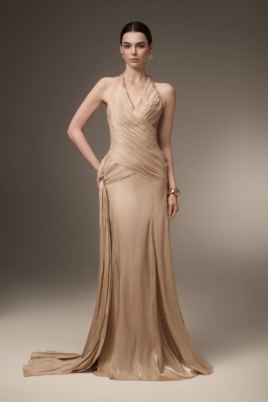 Capucine Sarong Corset Waist Silk Blend Floor Length Dress 6