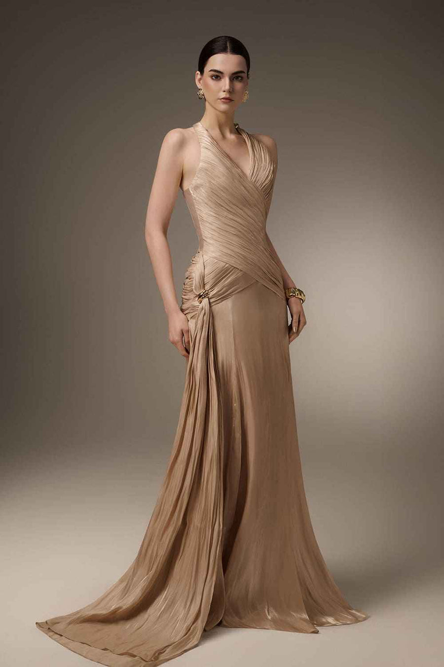 Capucine Sarong Corset Waist Silk Blend Floor Length Dress