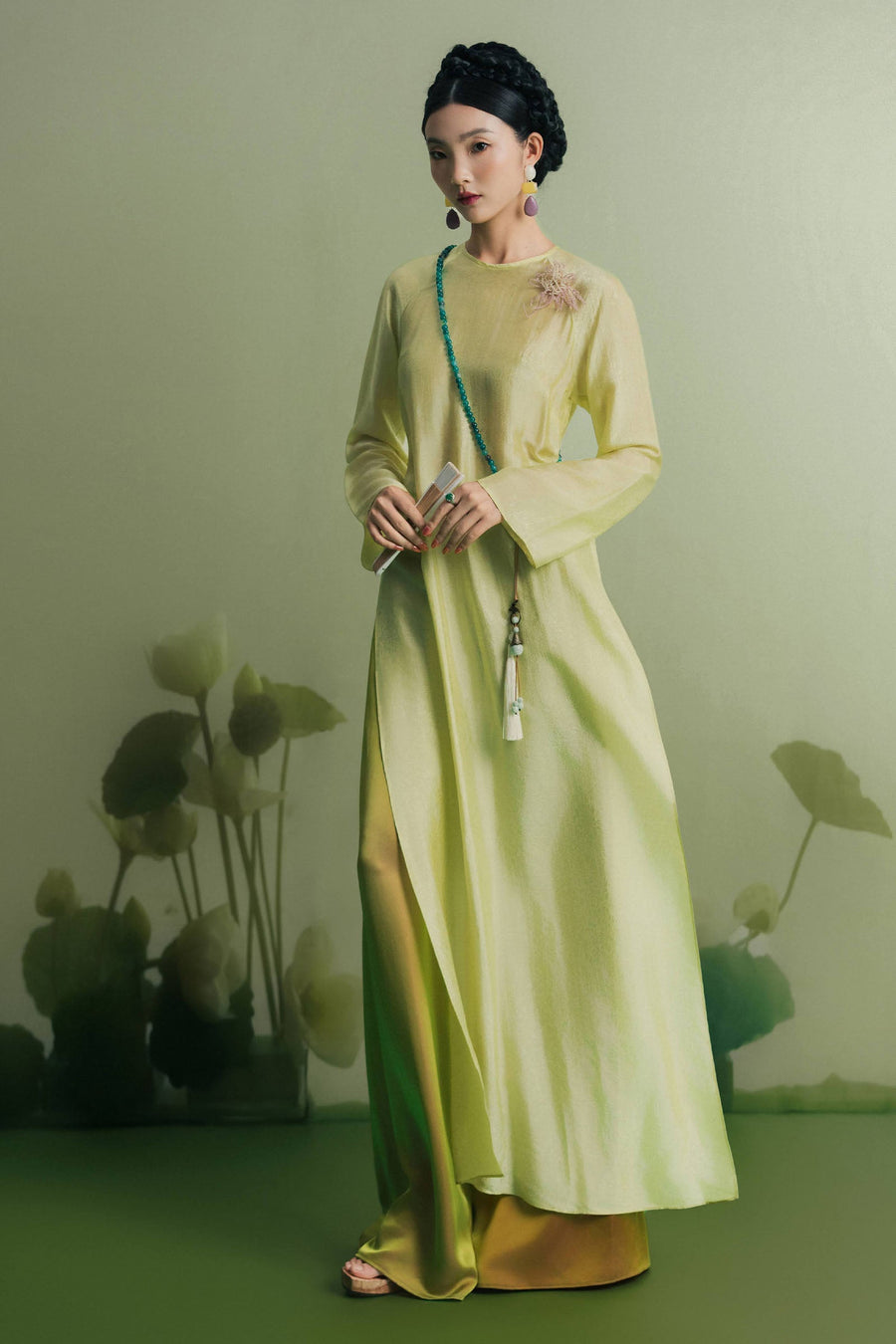 Lan Kim Round Neck Ao Dai Set 1