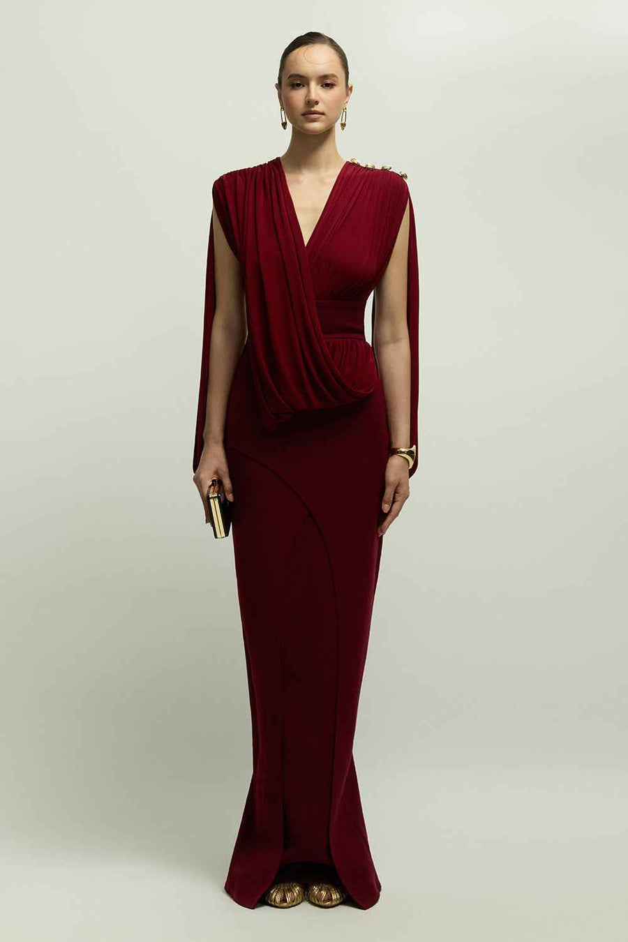 Lioran Sheath Draped Maxi Dress