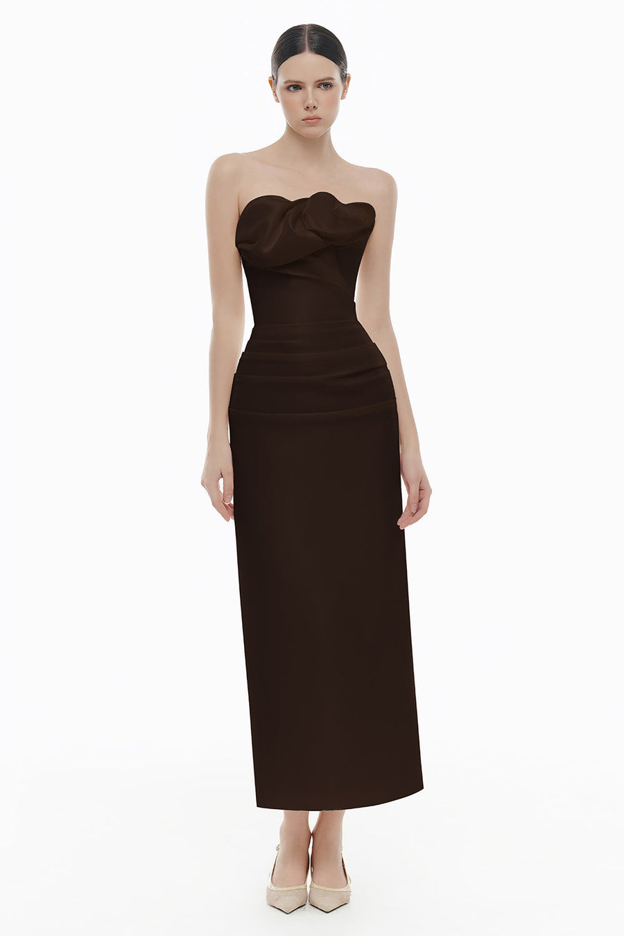 Lucienne Curved Draped Midi Dress 3