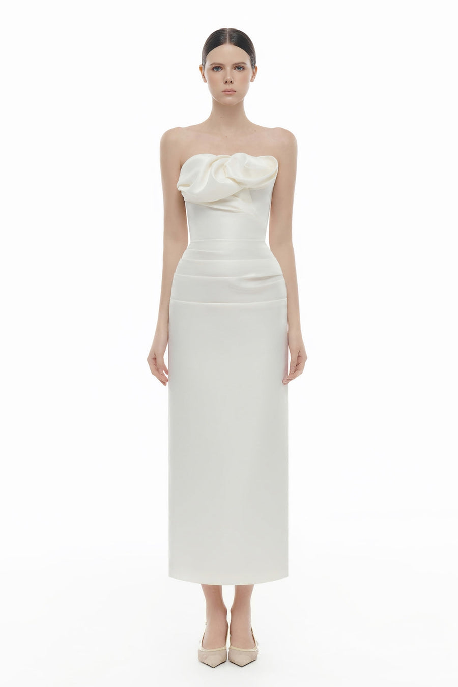 Lucienne Curved Draped Midi Dress 9
