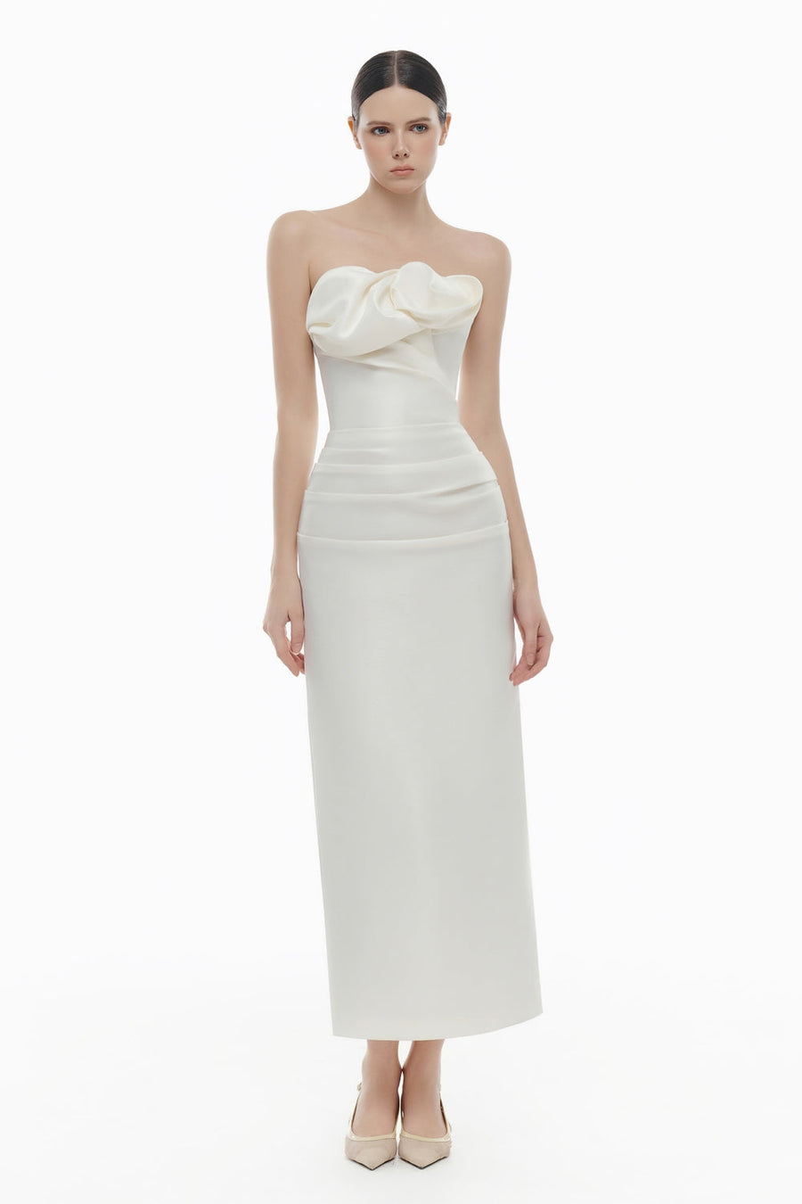Lucienne Curved Draped Midi Dress 10