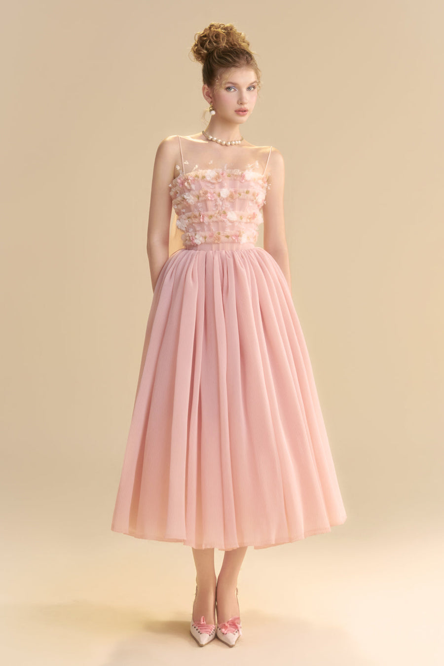 Lullaby Square Neck Applique Midi Dress 10