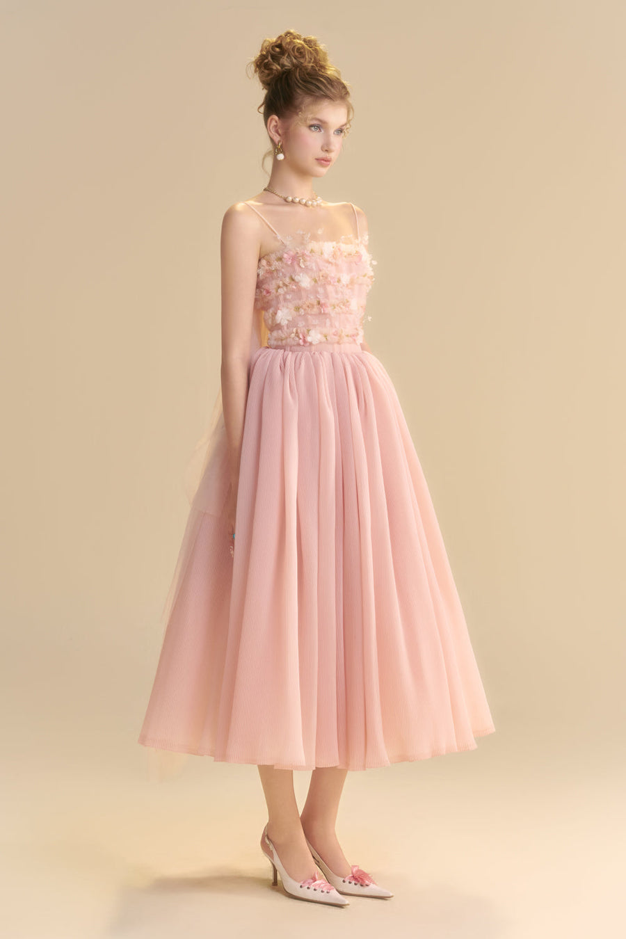 Lullaby Square Neck Applique Midi Dress 8