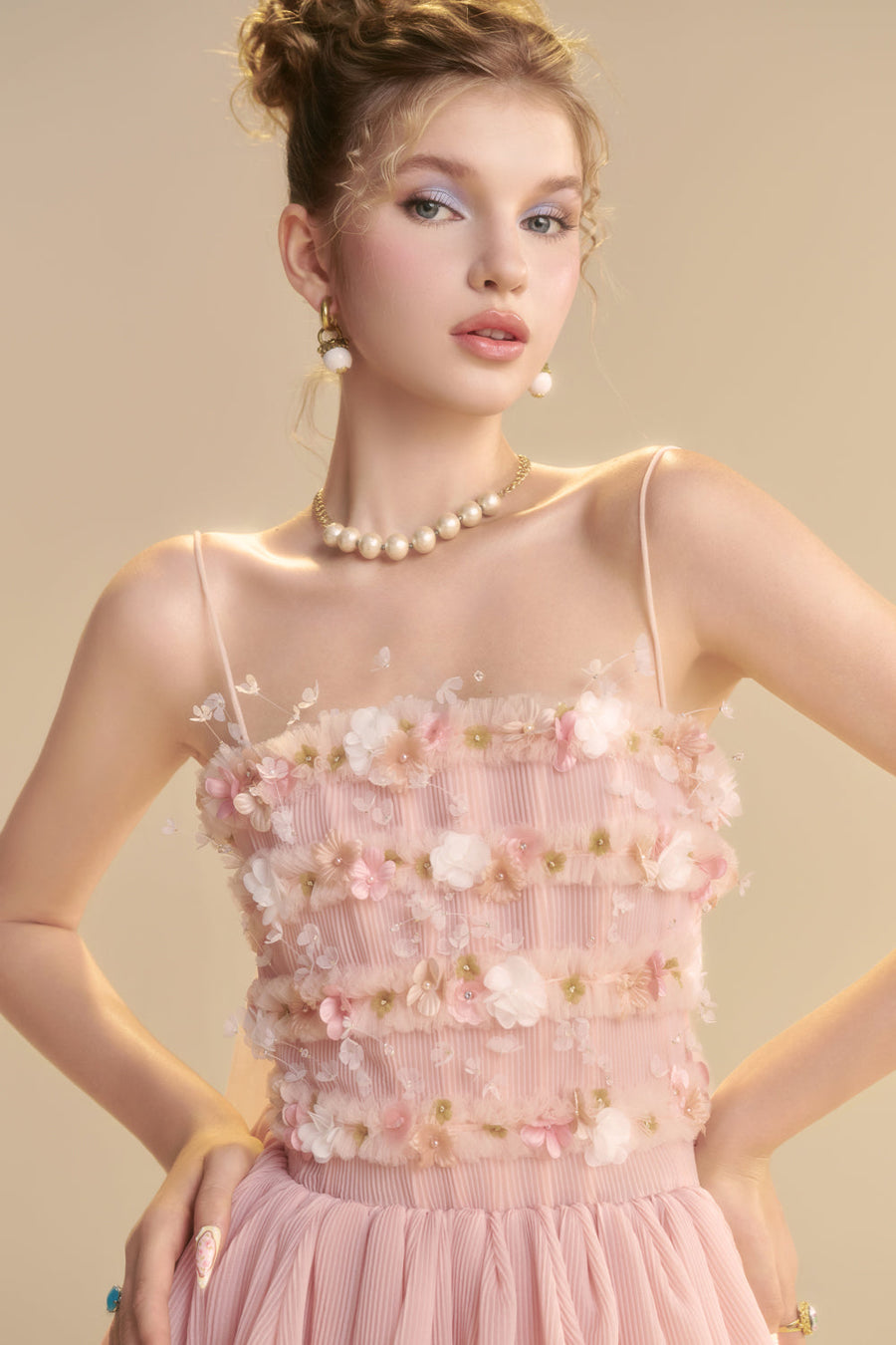 Lullaby Square Neck Applique Midi Dress 2