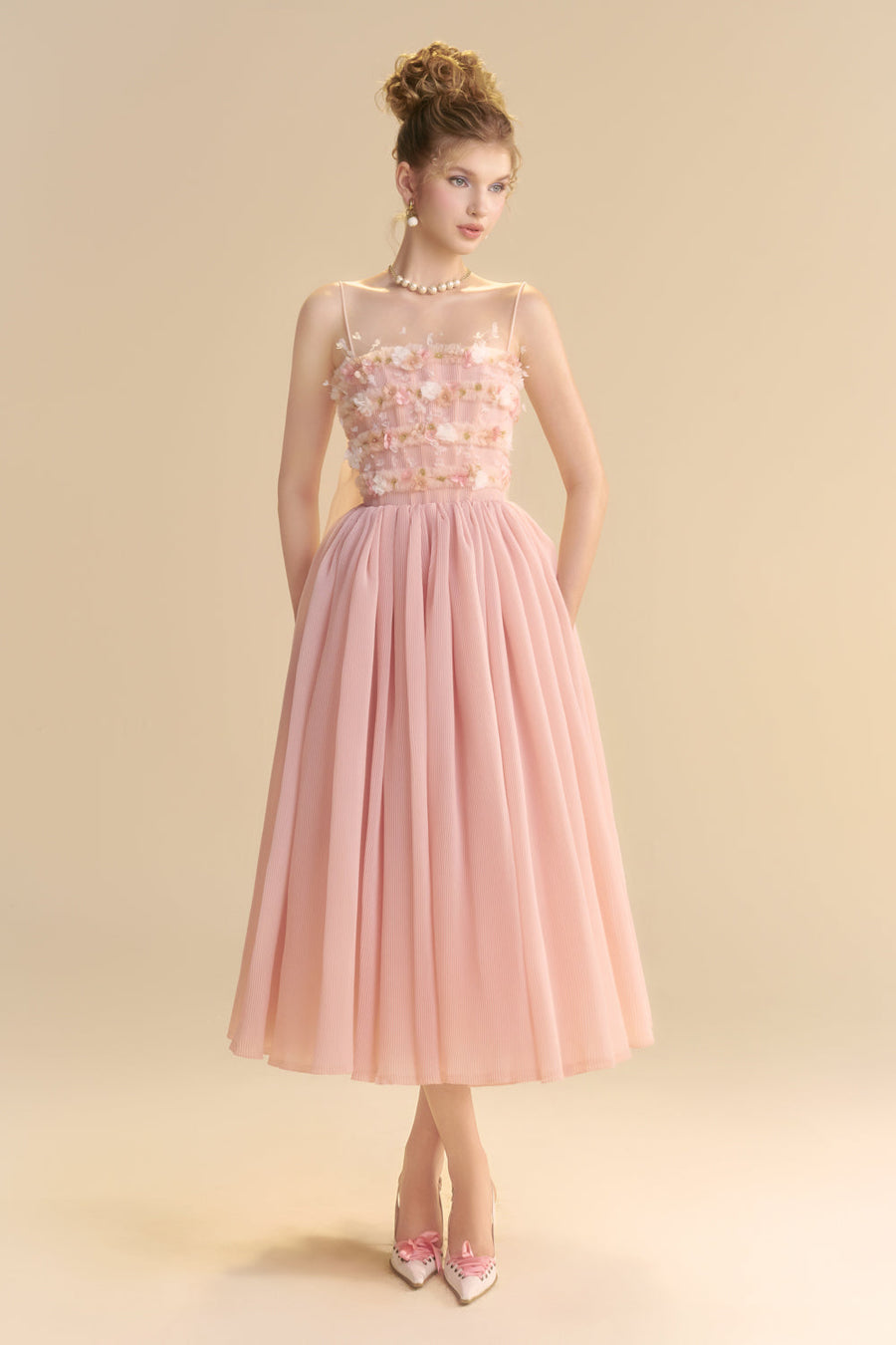 Lullaby Square Neck Applique Midi Dress 9