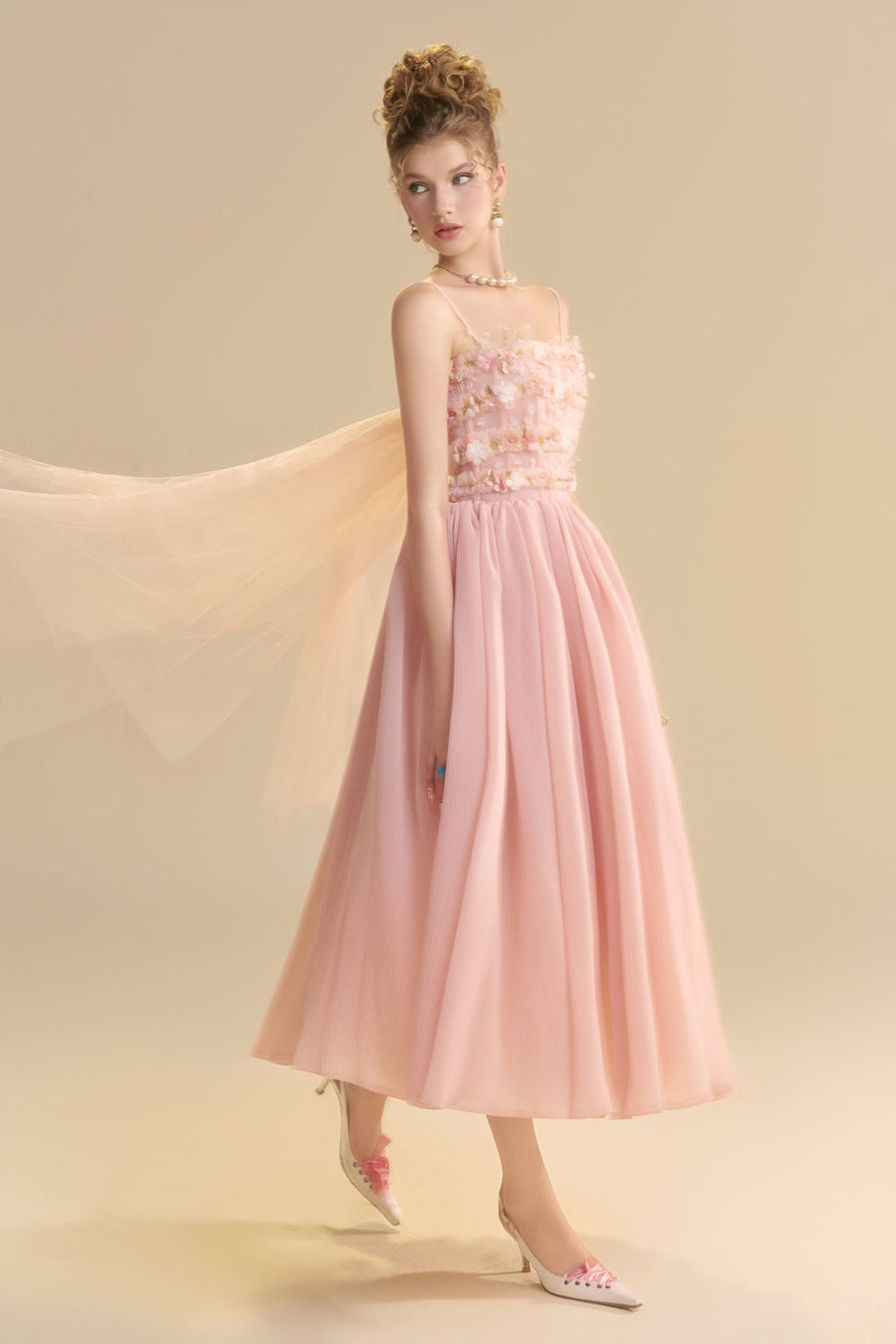 Lullaby Square Neck Applique Midi Dress 7
