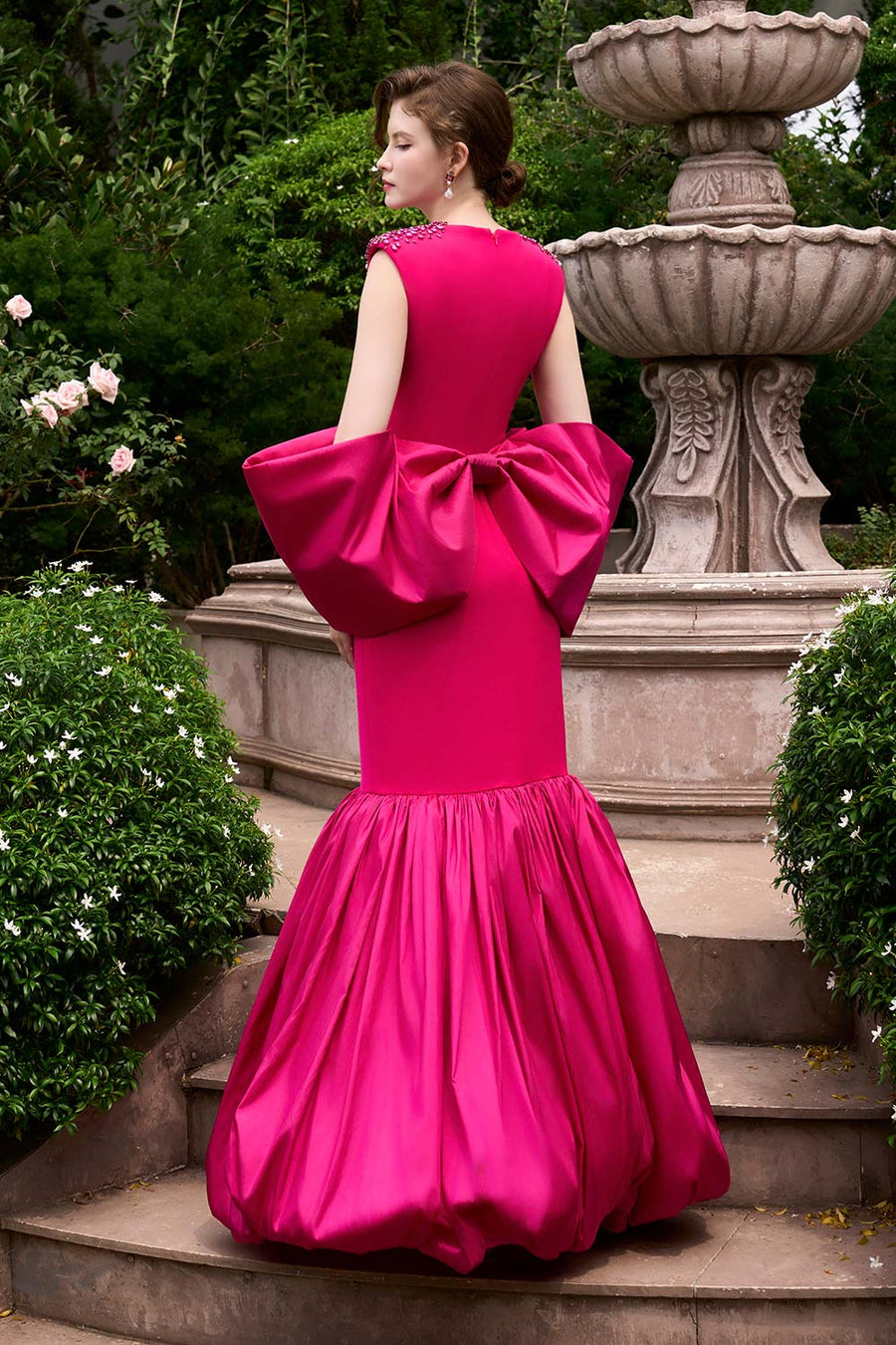 Sylvie Mermaid Bow Taffeta Floor Length Dress Gown Dress I.H.F Atelier