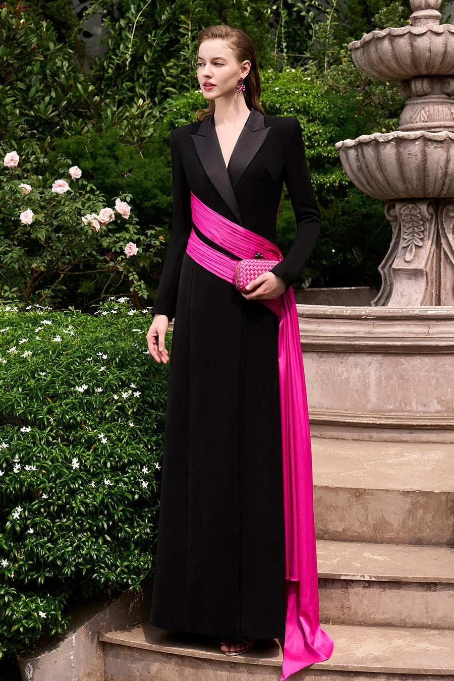 Aubrey Wrap Ribbon Silk Crepe Floor Length Dress Gown Dress I.H.F Atelier