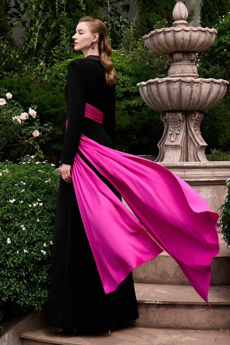Aubrey Wrap Ribbon Silk Crepe Floor Length Dress Gown Dress I.H.F Atelier